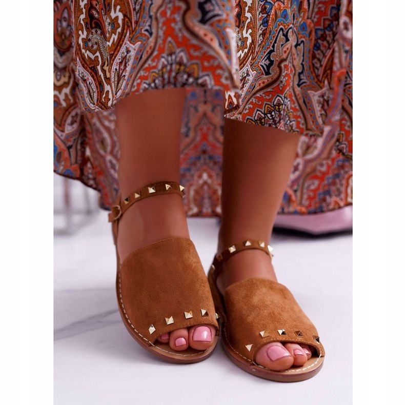 Damskie Sandały Lu Boo Zamszowe Camel Silena brązowe 2