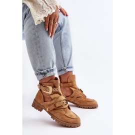 Lu Boo Zamszowe Botki Z Wycięciami Camel Rock Girl brązowe 5