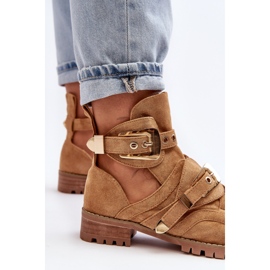 Lu Boo Zamszowe Botki Z Wycięciami Camel Rock Girl brązowe 6