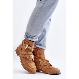 Lu Boo Zamszowe Botki Z Wycięciami Camel Rock Girl brązowe 1
