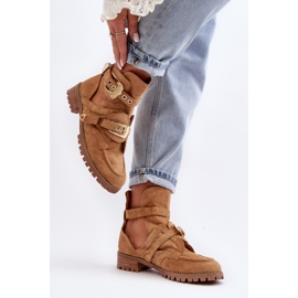 Lu Boo Zamszowe Botki Z Wycięciami Camel Rock Girl brązowe 2