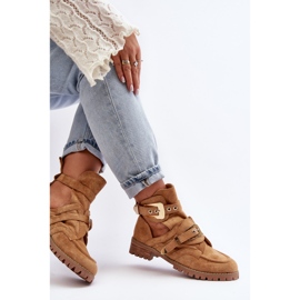 Lu Boo Zamszowe Botki Z Wycięciami Camel Rock Girl brązowe 3
