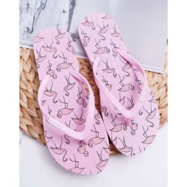 Klapki Damskie Japonki Big Star Różowe Flamingi AA274A176 3