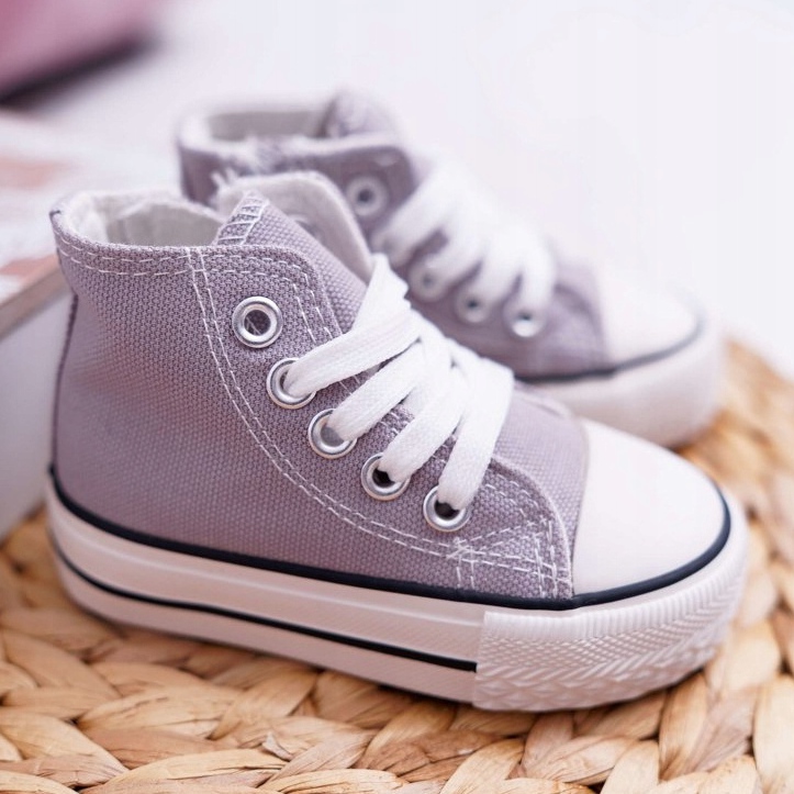 FRROCK Dziecięce Trampki Klasyczne Wysokie Z Zamkiem Szare Filemon 1