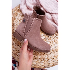 POPA Dziecięce Botki Płaski Obcas Khaki Sicarro 1