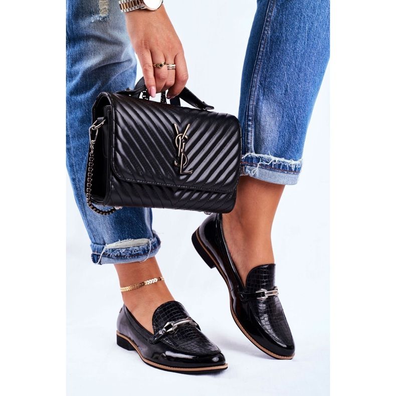 Damskie Półbuty Maciejka Lakierowane Loafery Czarne 4099A-01/00-1 1