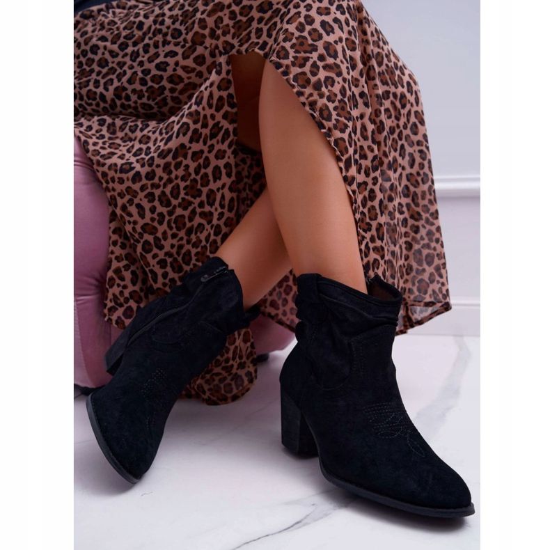 Botki Damskie Na Słupku Kowbojki Czarne Maverick 2