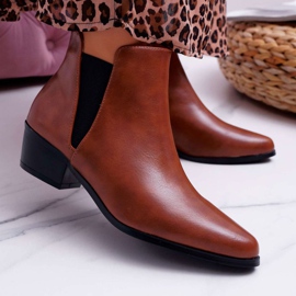 Damskie Botki Płaskie Camel Murino brązowe 1