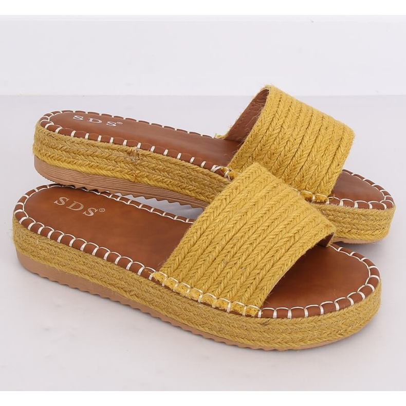 Klapki espadryle miodowe 7970-PL Yellow żółte 1