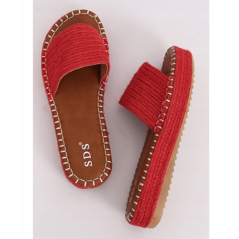 Klapki espadryle czerwone 7970-PL Red 1