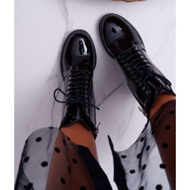 Botki Damskie Na Słupku Lakierowane Czarne Insist 2