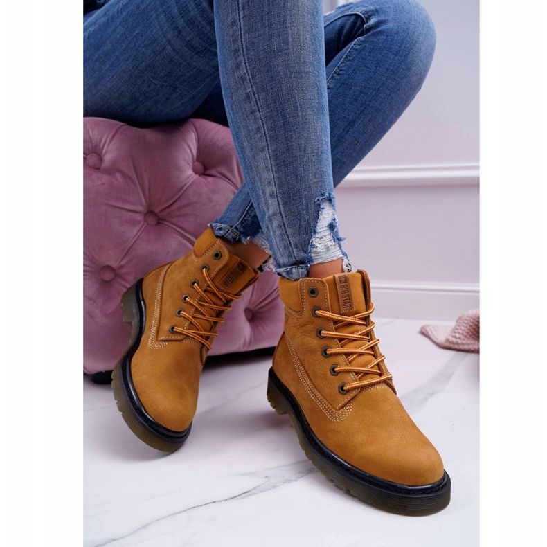 Damskie Botki Trapery Big Star Camel EE274013 brązowe 1