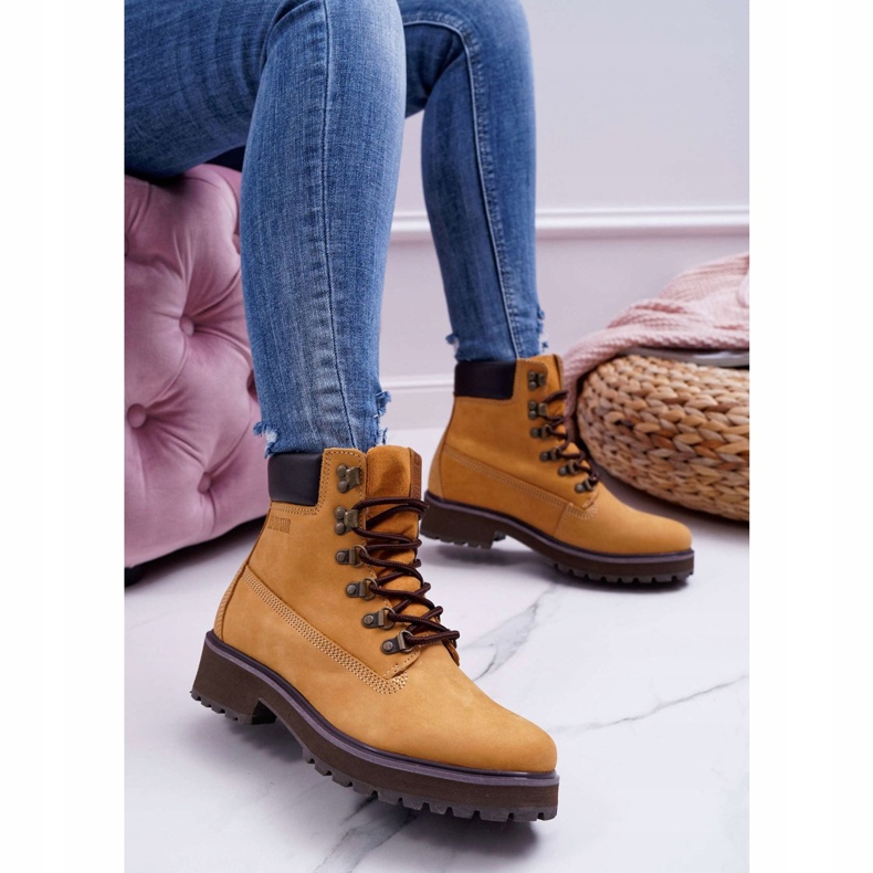 Damskie Botki Trapery Big Star Camel EE274035 brązowe 1