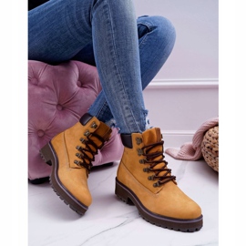 Damskie Botki Trapery Big Star Camel EE274035 brązowe 2