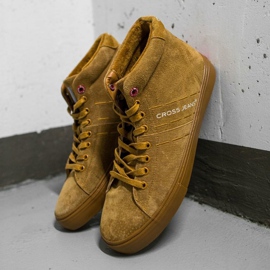 Trampki Męskie Cross Jeans Wysokie Skóra Zamsz Camel EE1R4054C brązowe 1