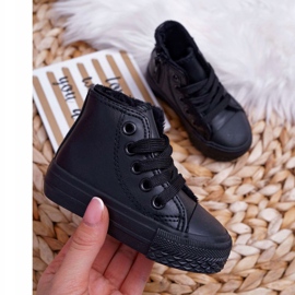 FRROCK Dziecięce Trampki Ocieplane Wysokie Czarne Filemon 2