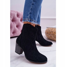 BUGO Botki Damskie Na Słupku Kowbojki Czarne Nutriso 1