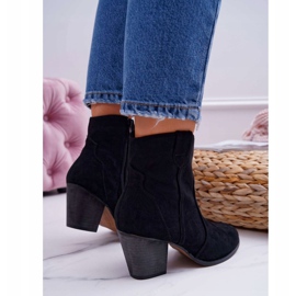 BUGO Botki Damskie Na Słupku Kowbojki Czarne Nutriso 2