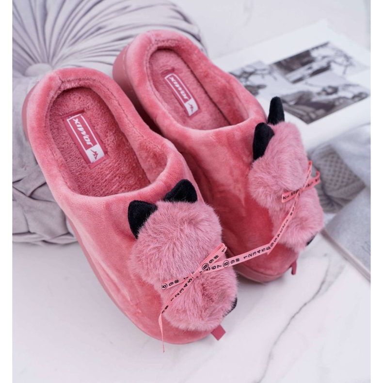 BUGO Papcie Damskie Z Futerkiem Kotek Czerwone Kitty 1