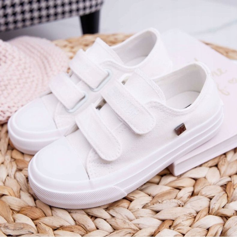 Trampki Dziecięce Big Star Na Rzepy Białe FF374096 1