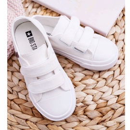 Trampki Dziecięce Big Star Na Rzepy Białe FF374096 2