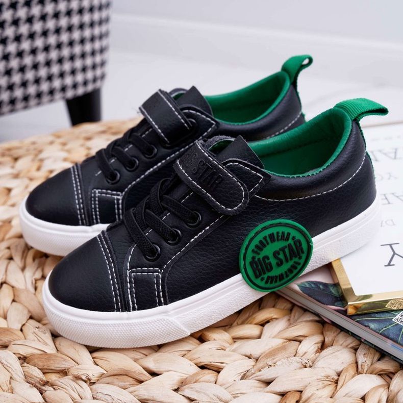 Trampki Dziecięce Big Star Na Rzepy Czarne FF374087 1