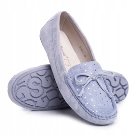 Mokasyny Damskie Zamszowe S.Barski A199 Niebieskie Wannabe 1