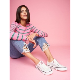 Trampki Damskie Cross Jeans Białe Siateczka FF2R4016C 1