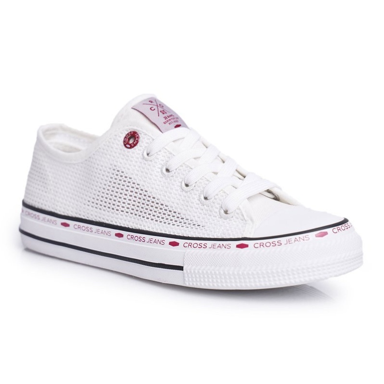 Trampki Damskie Cross Jeans Białe Siateczka FF2R4016C 2