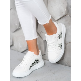 SHELOVET Modne Sneakersy Na Platformie białe 5