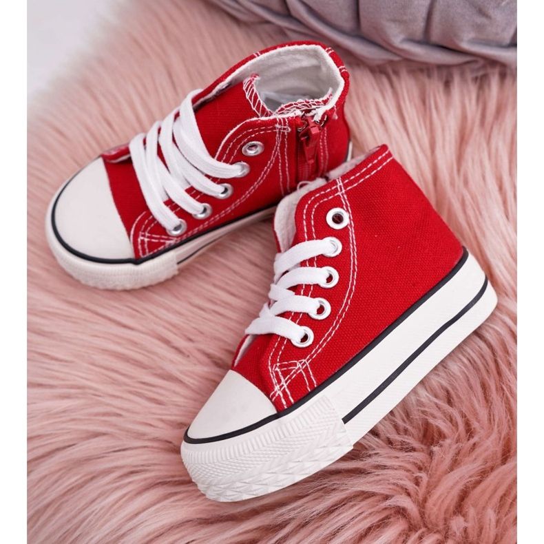 FRROCK Dziecięce Trampki Klasyczne Wysokie Z Zamkiem Czerwone Filemon 1