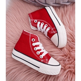 FRROCK Dziecięce Trampki Klasyczne Wysokie Z Zamkiem Czerwone Filemon 2