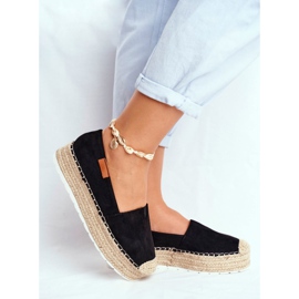 FRBS Espadryle Damskie Na Platformie Czarne La Playa 2