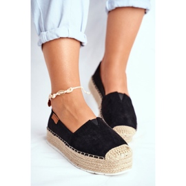 FRBS Espadryle Damskie Na Platformie Czarne La Playa 1