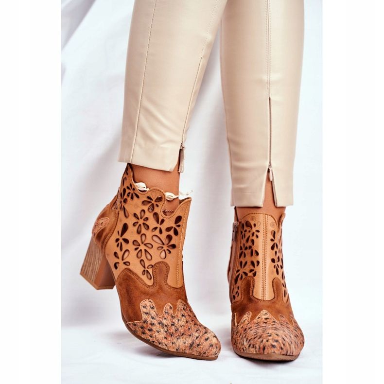 Botki Damskie Na Słupku Maciejka Wiosenne Rude 04369-29 brązowe 2