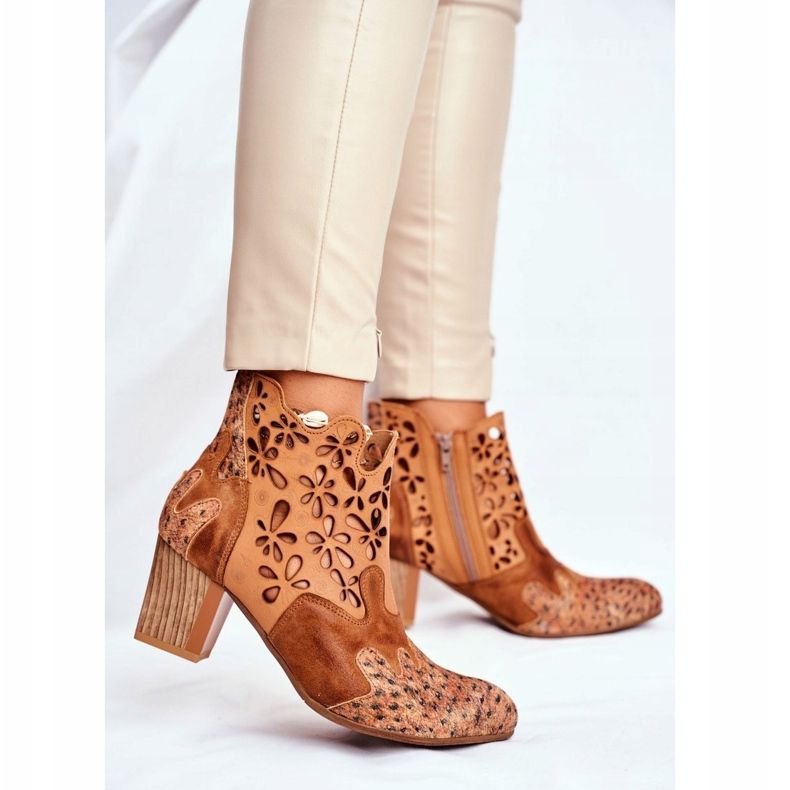 Botki Damskie Na Słupku Maciejka Wiosenne Rude 04369-29 brązowe 1