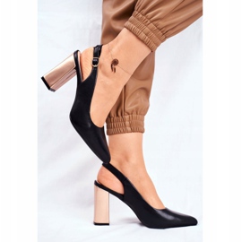 Czółenka Damskie Z Odkrytą Piętą Sergio Leone Czarne PB218 żółte 1