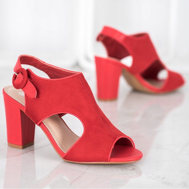 Weide Zabudowane Sandałki Z Zamszu czerwone 1