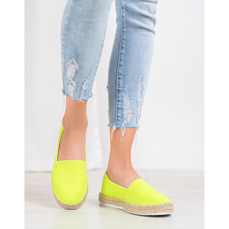 Small Swan Tekstylne Espadryle zielone żółte 1