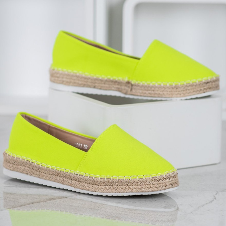 Small Swan Tekstylne Espadryle zielone żółte 2