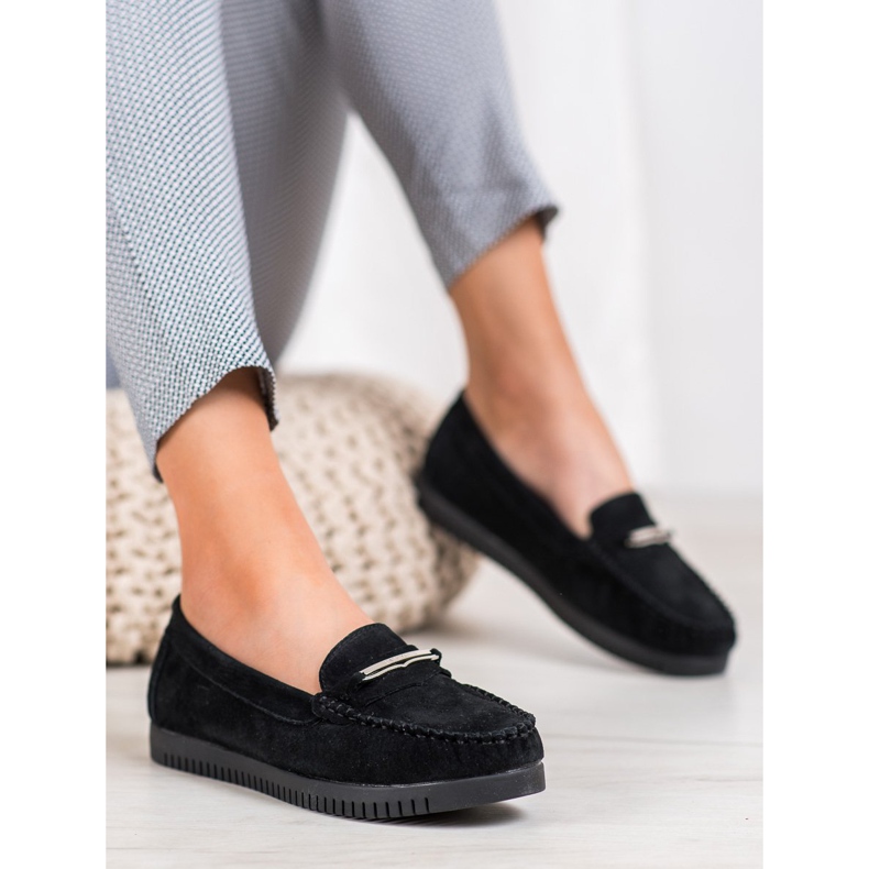 Filippo Skórzane Mokasyny Na Platformie czarne 1