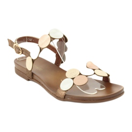 M.Daszyński Sandały złote kółka Daszyński MR1958-1 brązowe srebrny złoty 1