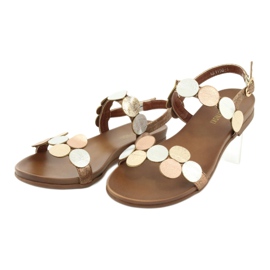 M.Daszyński Sandały złote kółka Daszyński MR1958-1 brązowe srebrny złoty 3