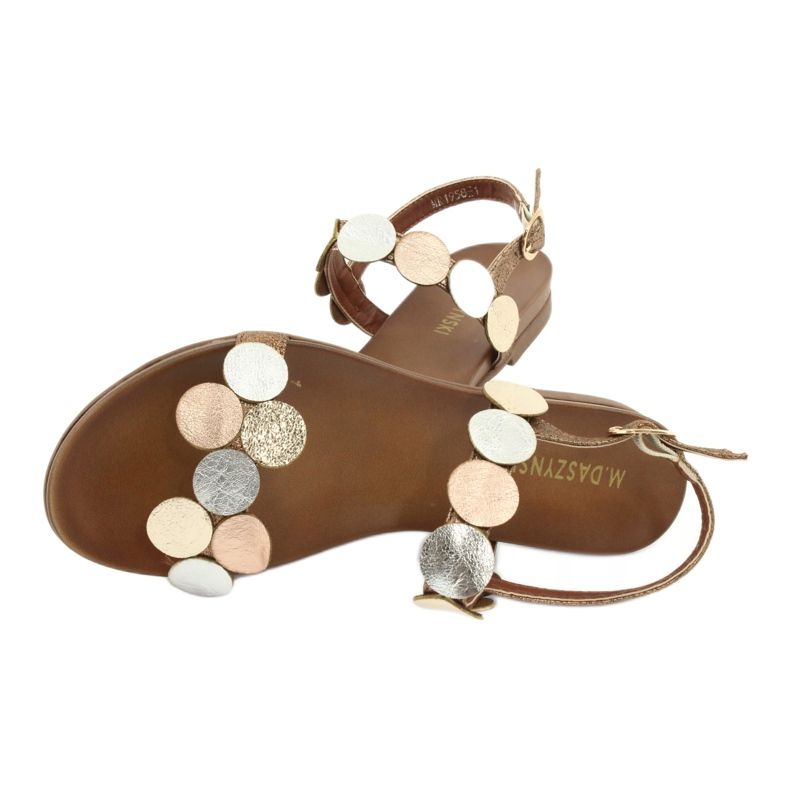 M.Daszyński Sandały złote kółka Daszyński MR1958-1 brązowe srebrny złoty 4