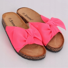 Klapki na korkowej podeszwie fuksjowe CK108 Fuchsia różowe 2