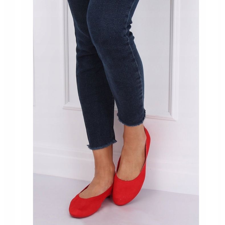 Miękkie baleriny damskie czerwone NK17P Red 2