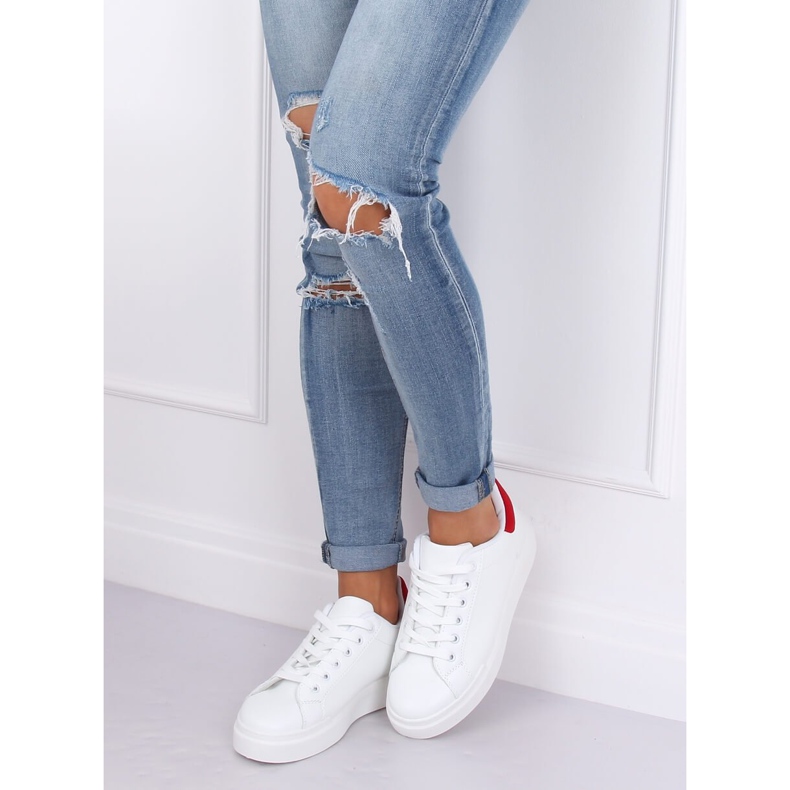 Trampki damskie białe 85-428 WHITE/RED czerwone 2