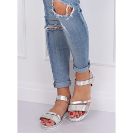 Sandałki damskie srebrne D-118 Silver szare 1