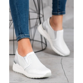 Filippo Ażurowe Slipony Ze Skóry białe szare 2