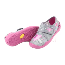 Befado obuwie dziecięce 122X002 różowe szare 4